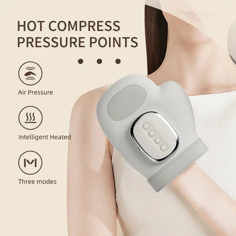 Grey Electric Cordless Hand Massager with Heat and Air Compression Smart Finger and Palm Massager for Arthritis Pain Relief and Relaxation Wholesale Hub