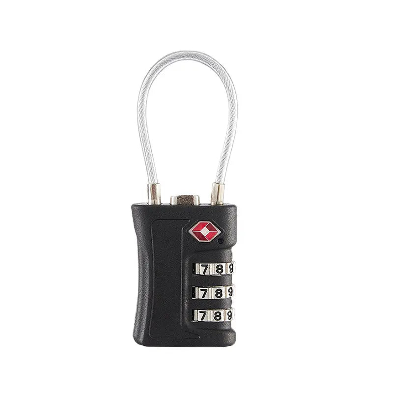 Black TSA Approved Cable Combination Padlock 3-Digit Security Lock for Travel Luggage Suitcase Gym Lockers Durable Steel Wire Australian Travel Essential Wholesale Hub