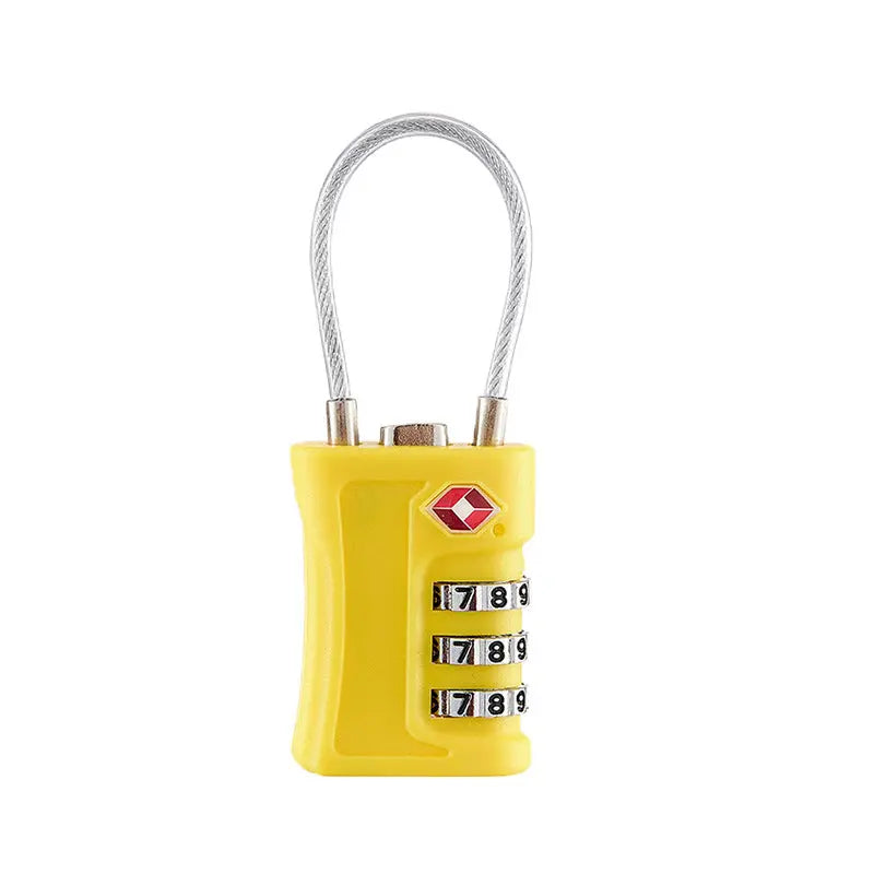 Yellow TSA Approved Cable Combination Padlock 3-Digit Security Lock for Travel Luggage Suitcase Gym Lockers Durable Steel Wire Australian Travel Essential Wholesale Hub