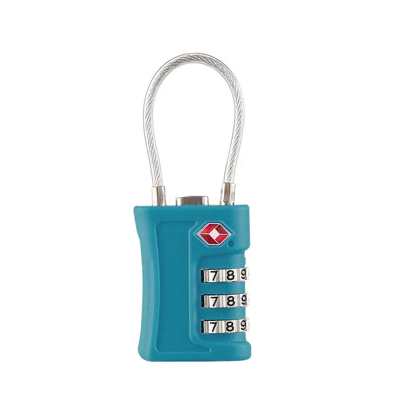 Lake blue TSA Approved Cable Combination Padlock 3-Digit Security Lock for Travel Luggage Suitcase Gym Lockers Durable Steel Wire Australian Travel Essential Wholesale Hub