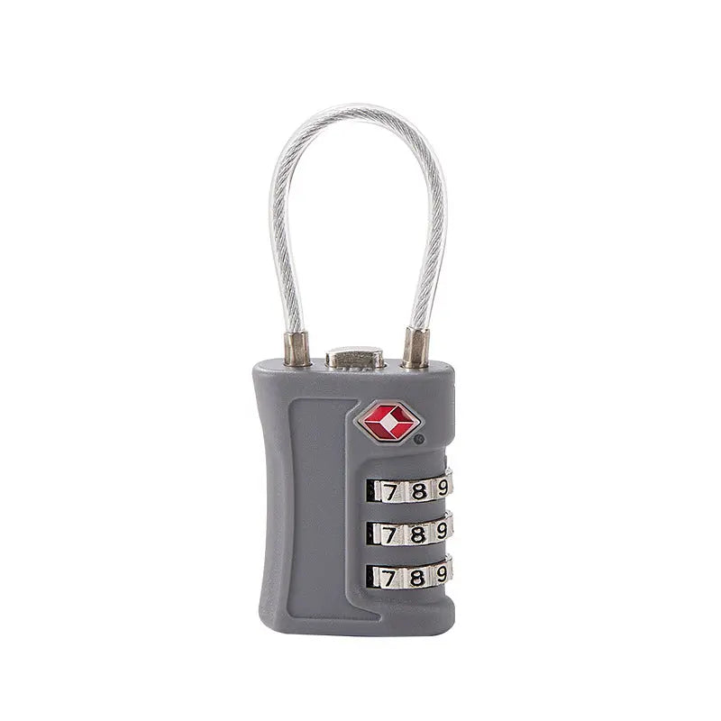 Grey TSA Approved Cable Combination Padlock 3-Digit Security Lock for Travel Luggage Suitcase Gym Lockers Durable Steel Wire Australian Travel Essential Wholesale Hub