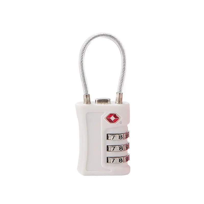 White TSA Approved Cable Combination Padlock 3-Digit Security Lock for Travel Luggage Suitcase Gym Lockers Durable Steel Wire Australian Travel Essential Wholesale Hub