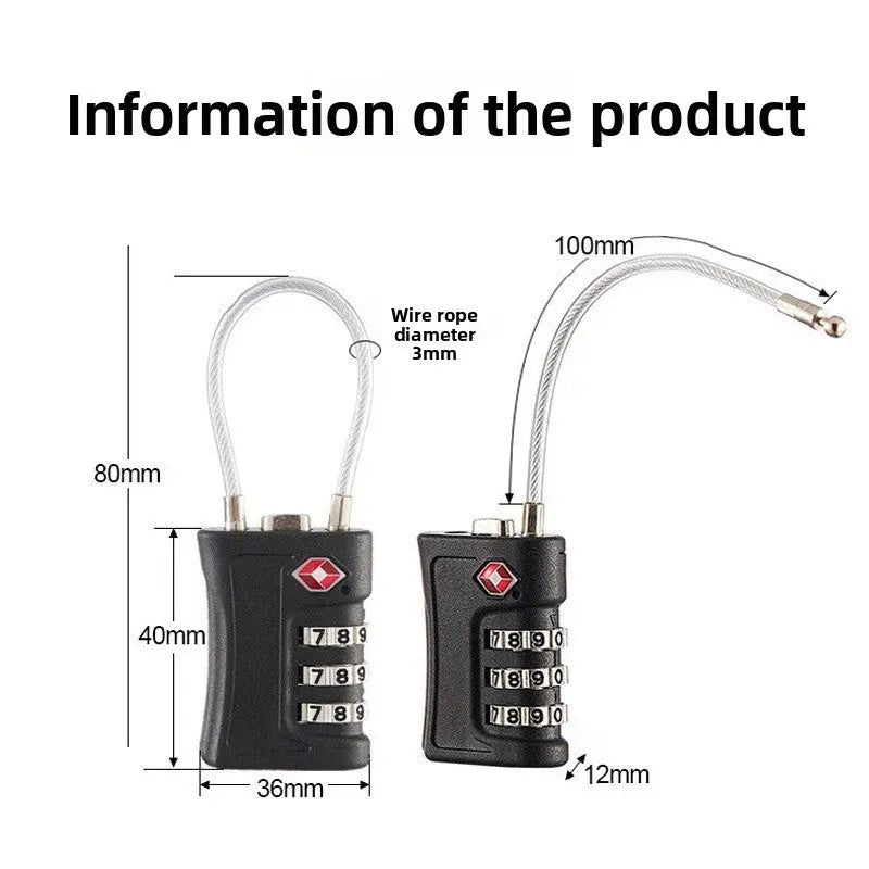 White TSA Approved Cable Combination Padlock 3-Digit Security Lock for Travel Luggage Suitcase Gym Lockers Durable Steel Wire Australian Travel Essential Wholesale Hub