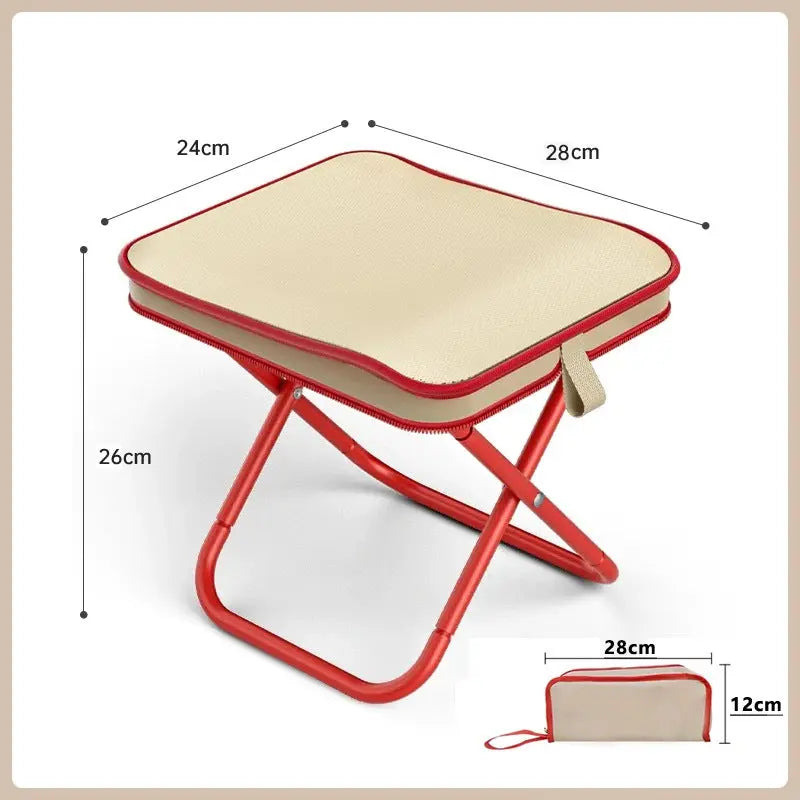 Red Ultra-Compact Portable Folding Stool 120kg Capacity Lightweight Camping Chair for Fishing Hiking and Australian Outdoor Events Wholesale Hub