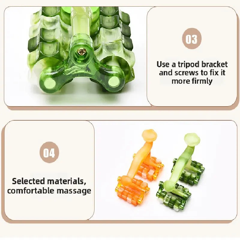 2-Pcs Green Manual Roller Massager Handheld Full Body Relaxation Tool for Back Waist Legs Moon Car Design Ergonomic Deep Tissue Massage for Australian Homes Wholesale Hub