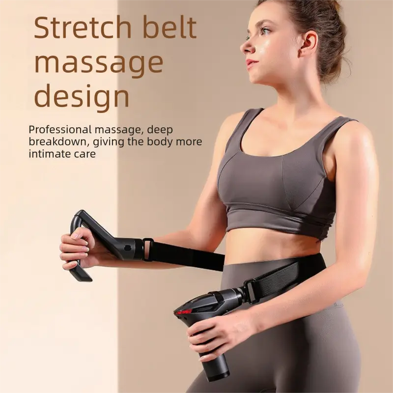 Dark grey Professional Massage Gun with Extension Handle and Back Strap 12 Speeds Deep Tissue Muscle Relief for Home Gym and Australian Athletes Wholesale Hub