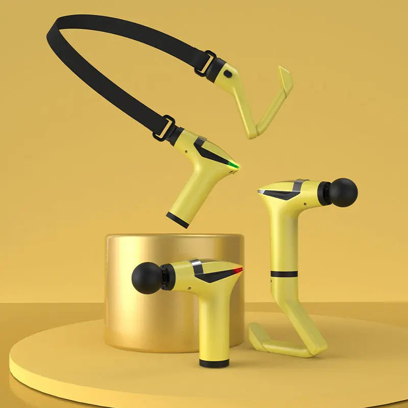 Yellow Professional Massage Gun with Extension Handle and Back Strap 12 Speeds Deep Tissue Muscle Relief for Home Gym and Australian Athletes Wholesale Hub