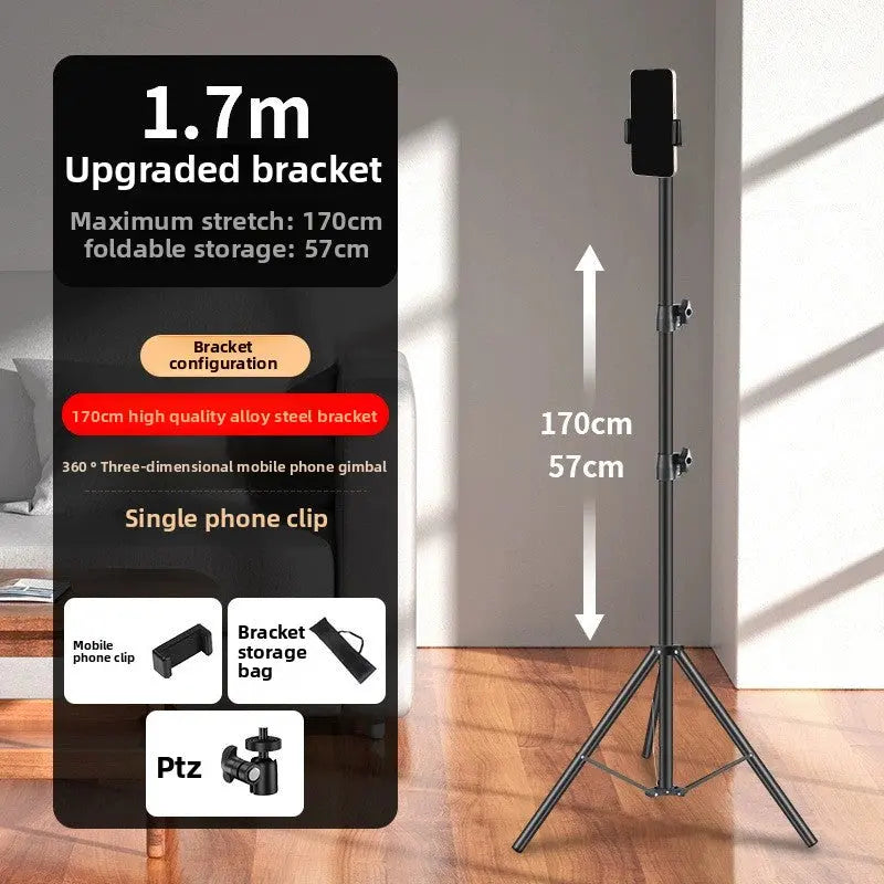 1.7m Black Tripod Stand with Phone Holder Adjustable Floor Stand for Live Streaming Vlogging Overhead Video Recording Makeup Kit with Carry Bag Wholesale Hub