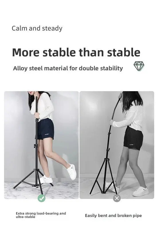 1.7m Black Tripod Stand with Phone Holder Adjustable Floor Stand for Live Streaming Vlogging Overhead Video Recording Makeup Kit with Carry Bag Wholesale Hub