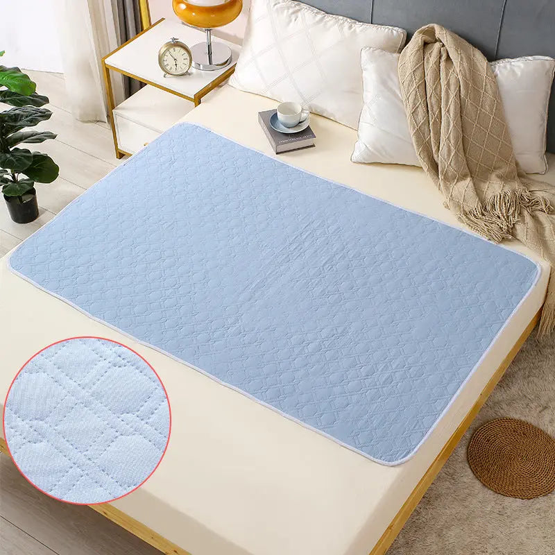 Washable Incontinence Bed Pad 100x150cm Reusable Waterproof Mattress Protector with Non-Slip Backing 4-Layer Absorbent Underpad for Elderly and Adults Medium blue Wholesale Hub
