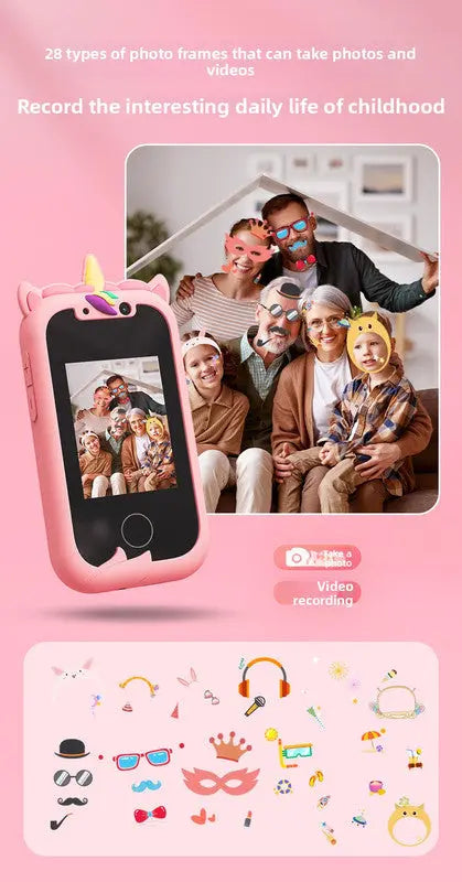 Kids Smart Phone Toy with Dual Camera and IPS Touch Screen Blue Dinosaur Silicone Case Educational Games MP3 Music Player 512MB Card Included Ideal Gift for Boys Wholesale Hub