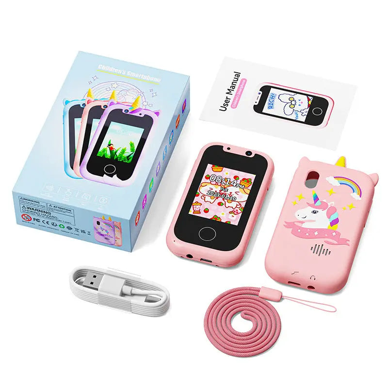 Kids Smart Phone Toy with Dual Camera and IPS Touch Screen Green Dinosaur Silicone Case Educational Games MP3 Music Player 512MB Card Included Ideal Gift for Boys Wholesale Hub