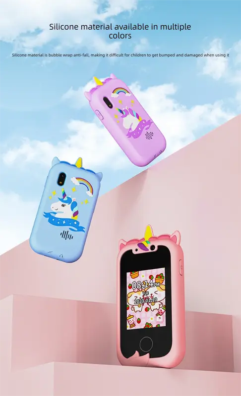Kids Smart Phone Toy with Dual Camera and IPS Touch Screen Green Dinosaur Silicone Case Educational Games MP3 Music Player 512MB Card Included Ideal Gift for Boys Wholesale Hub
