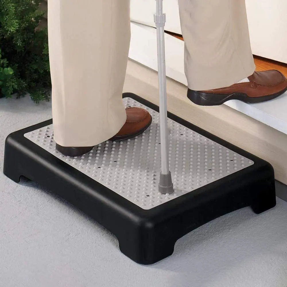 Portable Outdoor Half Step Stool Mobility Aid with Absorbent Non-Slip Grey Mat Compact 43x33cm White Base for Bath & Car Wholesale Hub