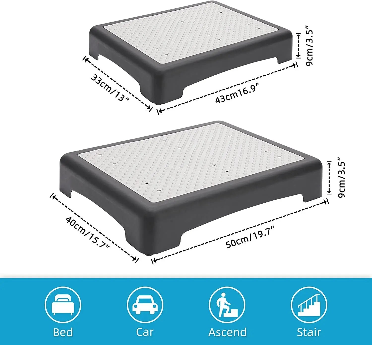 Portable Outdoor Half Step Stool Mobility Aid with Absorbent Non-Slip Grey Mat Compact 43x33cm White Base for Bath & Car Wholesale Hub