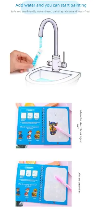 2 PCS Magic Water Colouring Book Reusable Mess Free Painting Set Animal Farm and Fairy Princess Themes with Refillable Water Pens for Kids Travel Activity Wholesale Hub