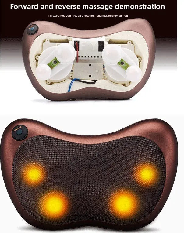 Electric Shiatsu Massage Pillow with Heat - Bi-Directional Deep Kneading Neck & Back Massager - Portable Car & Home Cushion for Muscle Relief - Black Wholesale Hub