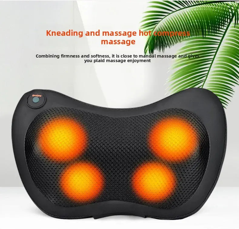 Electric Shiatsu Massage Pillow with Heat - Dual Button Deep Kneading Neck & Back Massager - Adjustable Speed & Direction Car Home Cushion - Brown Wholesale Hub