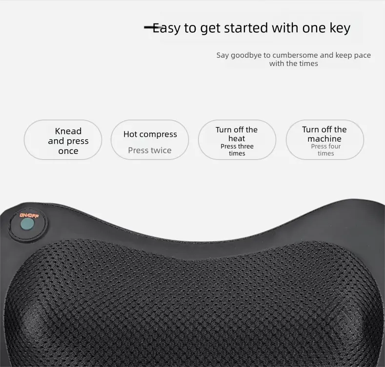 Cordless Rechargeable Shiatsu Massage Pillow - 8 Node Deep Kneading Neck & Back Massager with Heat - Wireless Portable Cushion for Home Car & Travel - Brown Wholesale Hub