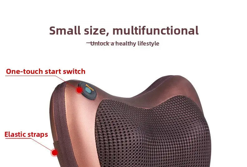 Cordless Rechargeable Shiatsu Massage Pillow - 8 Node Deep Kneading Neck & Back Massager with Heat - Wireless Portable Cushion for Home Car & Travel - Black Wholesale Hub