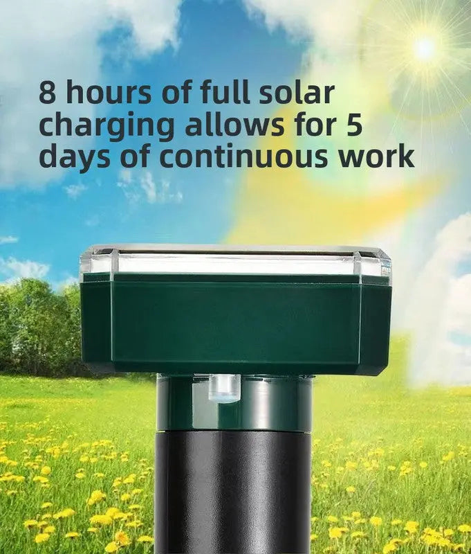 Solar-Powered Sonic Snake and Rodent Repeller Ground Stake - Outdoor Waterproof Ground Vibration Pest Deterrent Device - Ultrasonic Control for Moles, Voles, and House Mice - Garden Lawn Protection - Green Square Top Model Wholesale Hub