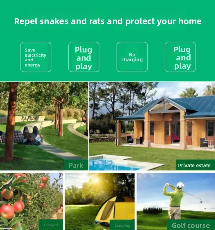 Solar-Powered Sonic Snake and Rodent Repeller Ground Stake - Outdoor Waterproof Ground Vibration Pest Deterrent Device - Ultrasonic Control for Moles, Voles, and House Mice - Garden Lawn Protection - Green Circular Top Model Wholesale Hub