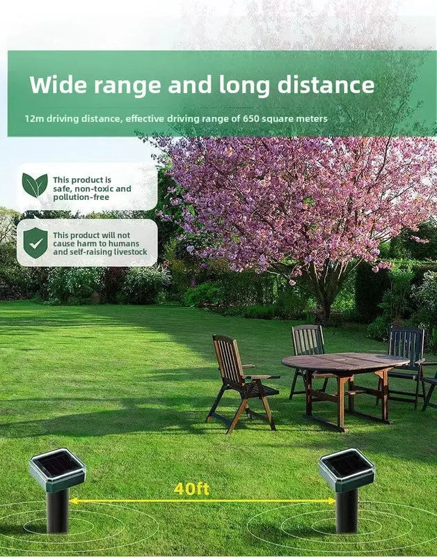 Solar-Powered Sonic Snake and Rodent Repeller Ground Stake - Outdoor Waterproof Ground Vibration Pest Deterrent Device - Ultrasonic Control for Moles, Voles, and House Mice - Garden Lawn Protection - Green Circular Top Model Wholesale Hub