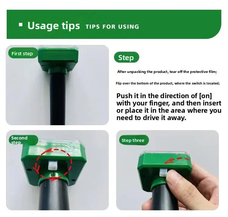 Solar-Powered Sonic Snake and Rodent Repeller Ground Stake - Outdoor Waterproof Ground Vibration Pest Deterrent Device - Ultrasonic Control for Moles, Voles, and House Mice - Garden Lawn Protection - Green Circular Top Model Wholesale Hub