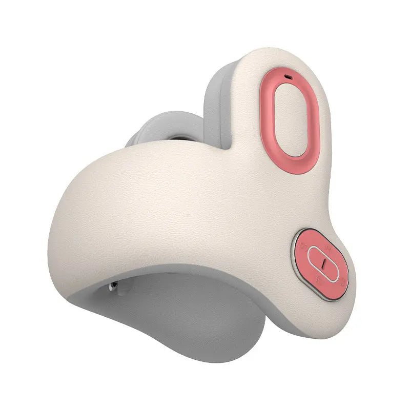 Smart 4-in-1 Travel Neck Pillow with ANC Headphones - Heated Vibration Massage & Bluetooth Audio - Memory Foam Support for Planes & Home - Beige Wholesale Hub