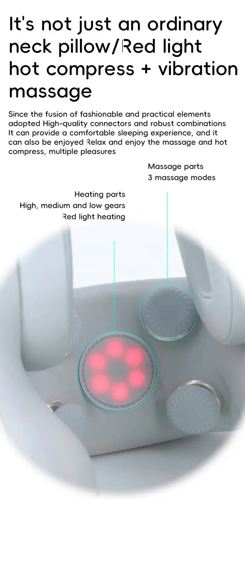 Smart 4-in-1 Travel Neck Pillow with ANC Headphones - Heated Vibration Massage & Bluetooth Audio - Memory Foam Support for Planes & Home - Beige Wholesale Hub