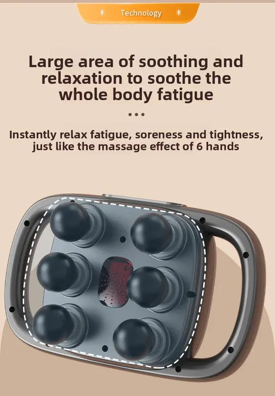 6-Head Deep Tissue Percussion Massager - Cordless Electric Muscle Gun with Red Light Therapy - 9 Speed Dual Handle Body Relaxer for Back & Legs - Starry Grey Wholesale Hub