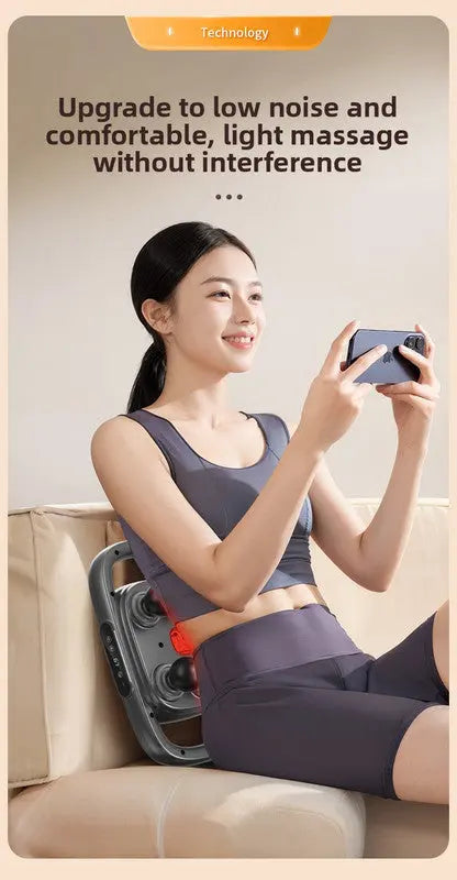 6-Head Deep Tissue Percussion Massager - Cordless Electric Muscle Gun with Red Light Therapy - 9 Speed Dual Handle Body Relaxer for Back & Legs - Starry Grey Wholesale Hub