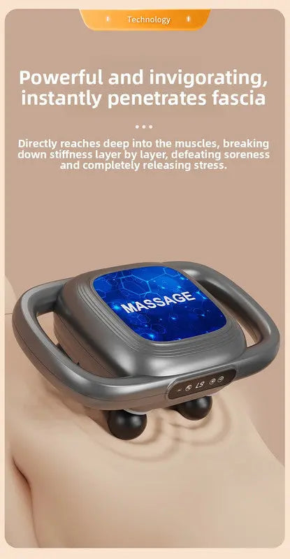 6-Head Deep Tissue Percussion Massager - Cordless Electric Muscle Gun with Red Light Therapy - 9 Speed Dual Handle Body Relaxer for Back & Legs - Ivory White Wholesale Hub