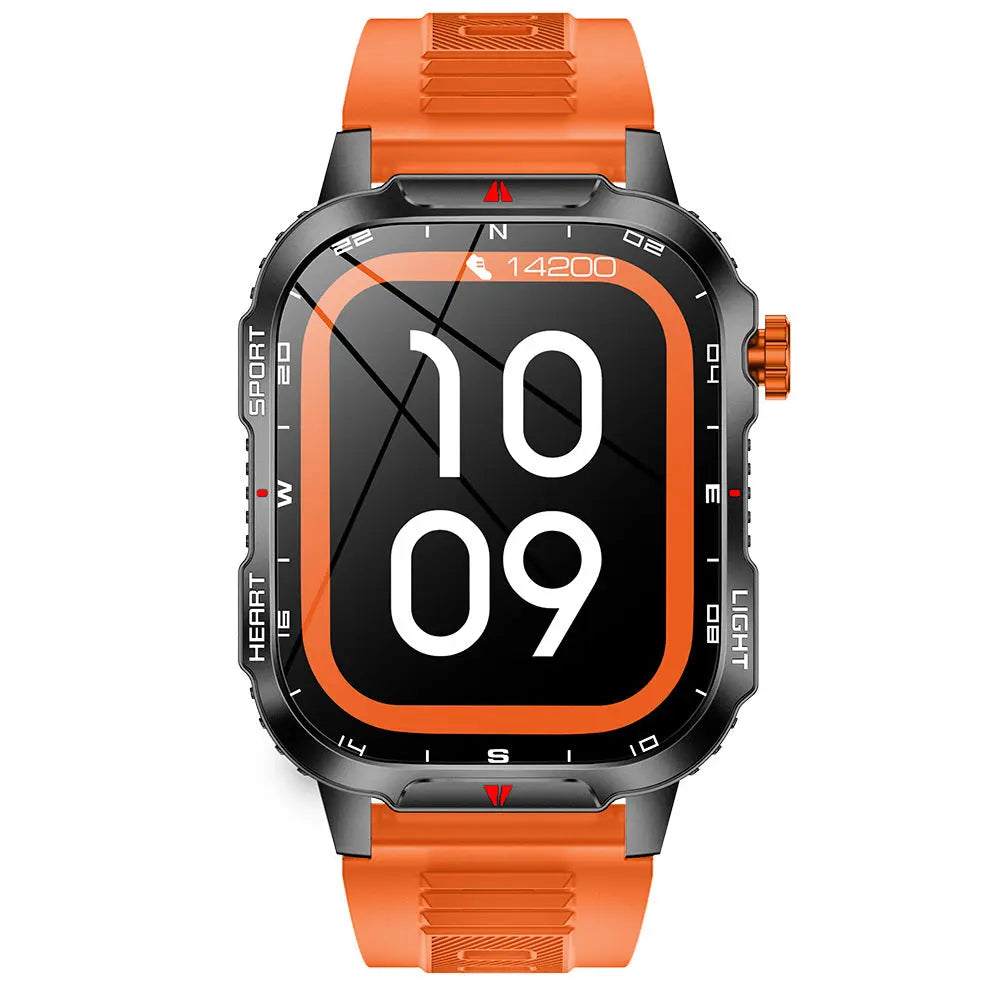Rugged Outdoor Smart Watch for Men - 1100mAh Extra Long Battery with LED Flashlight & Compass - 2.01" HD Screen Bluetooth Calling IP68 Waterproof Fitness Tracker - Orange Wholesale Hub