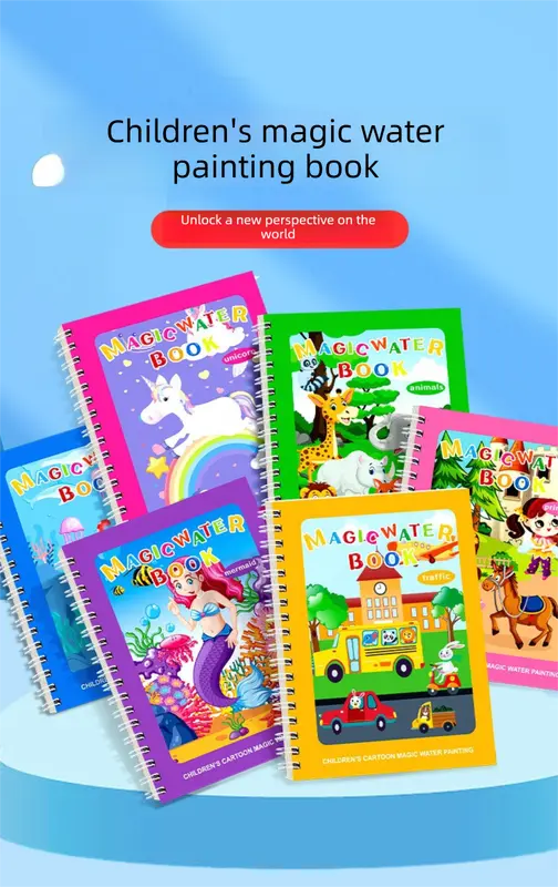2 PCS Magic Water Colouring Book Traffic & Princess Themes Reusable Painting Activity Set Mess Free Travel Toy for Kids Wholesale Hub