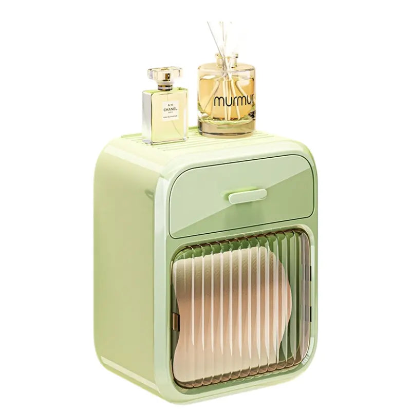 Mint Green No-Drill Wall Mounted Toilet Paper Holder with Storage Shelf and Drawer - Waterproof Bathroom Tissue Dispenser for Roll & Face Tissue Wholesale Hub