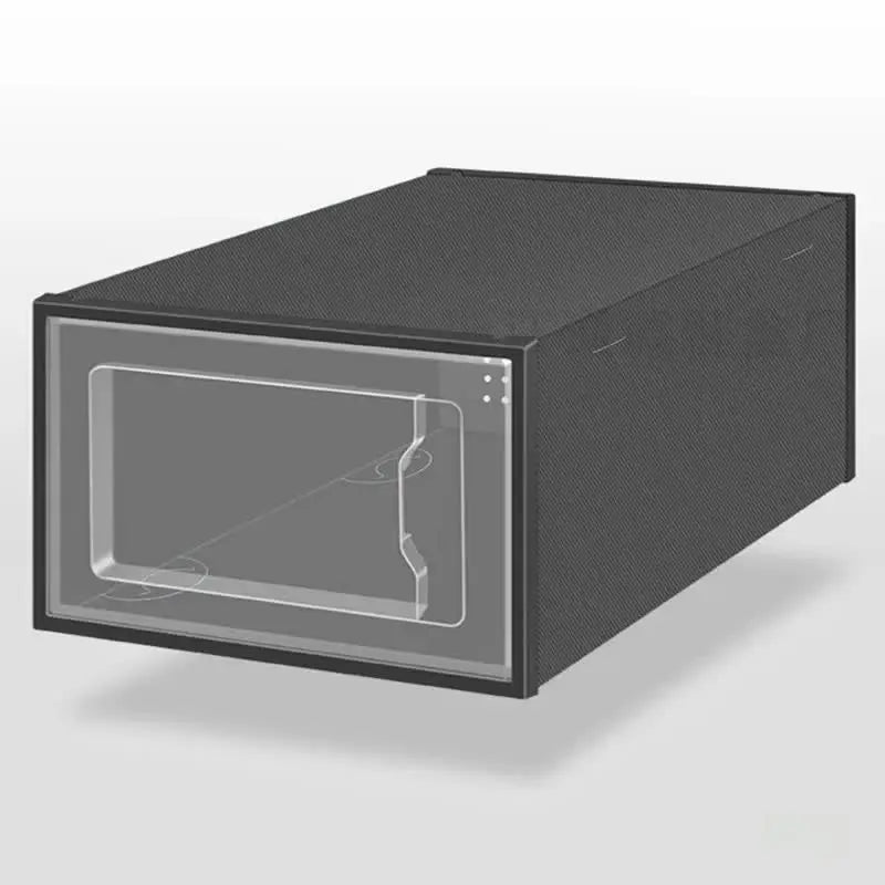 2-Pack Black Clear Stackable Shoe Storage Organizer Boxes - Durable Plastic Sneaker Display and Closet Storage Containers with Magnetic Drop Front Wholesale Hub