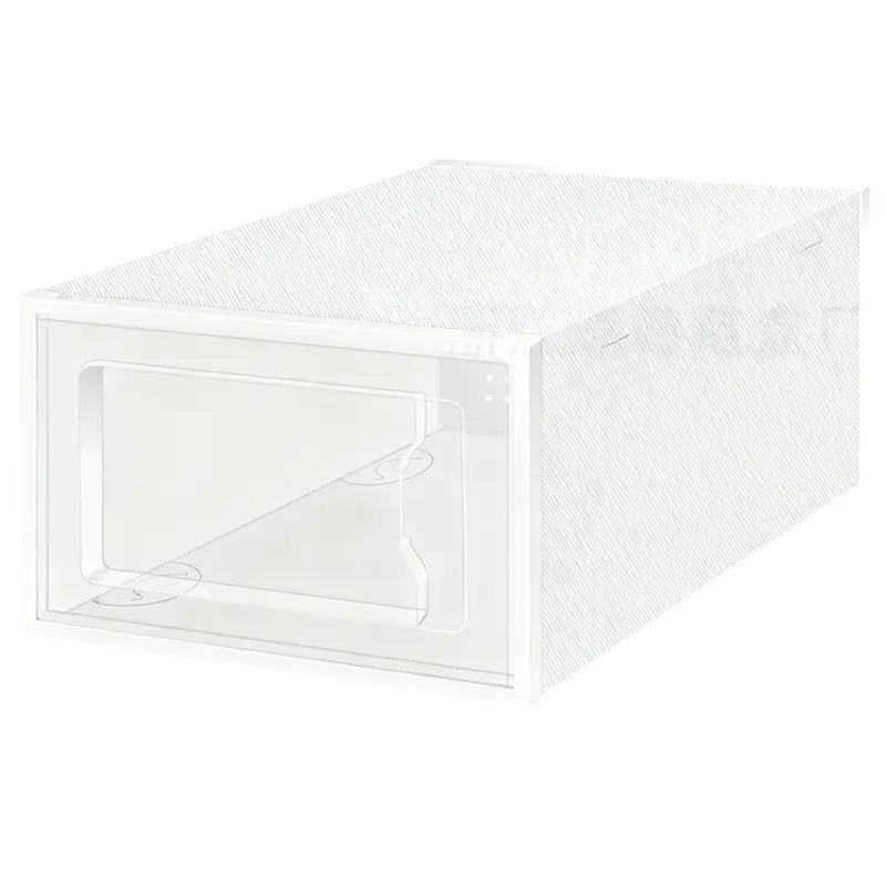 2-Pack White Clear Stackable Shoe Storage Organizer Boxes - Durable Plastic Sneaker Display and Closet Storage Containers with Magnetic Drop Front Wholesale Hub