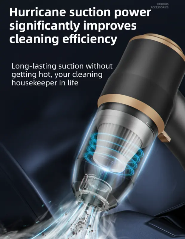 4-in1 Green Wireless Compact Handheld Car Vacuum Cleaner & Air Duster with 5 Nozzles/Brushes- 15000 Pa Ultra-Powerful Blower/Suction Tool for Auto, Home & Office Wholesale Hub