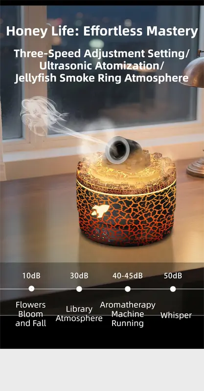 176 Black Simulation Turret Diffuser & Humidifier - Smart Timer Ultrasonic Mister with Volcano Lava Crack Shell and Colorful Light Wholesale Hub