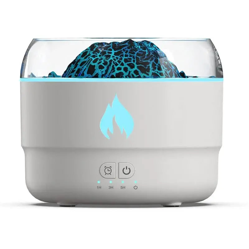 167 White Simulation Volcano Diffuser & Humidifier - Smart Timer Ultrasonic Mister with Volcano Lava Crack Shell and Colorful Light Wholesale Hub