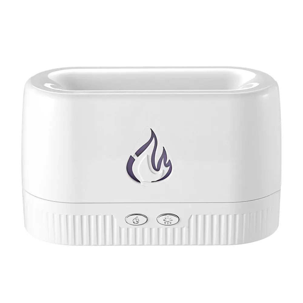 White 3D Simulation Flame Aroma Diffuser & Humidifier - Ultrasonic Desktop Mister with 7-Color LED Light and Automatic Scent Spray (200ML) Wholesale Hub
