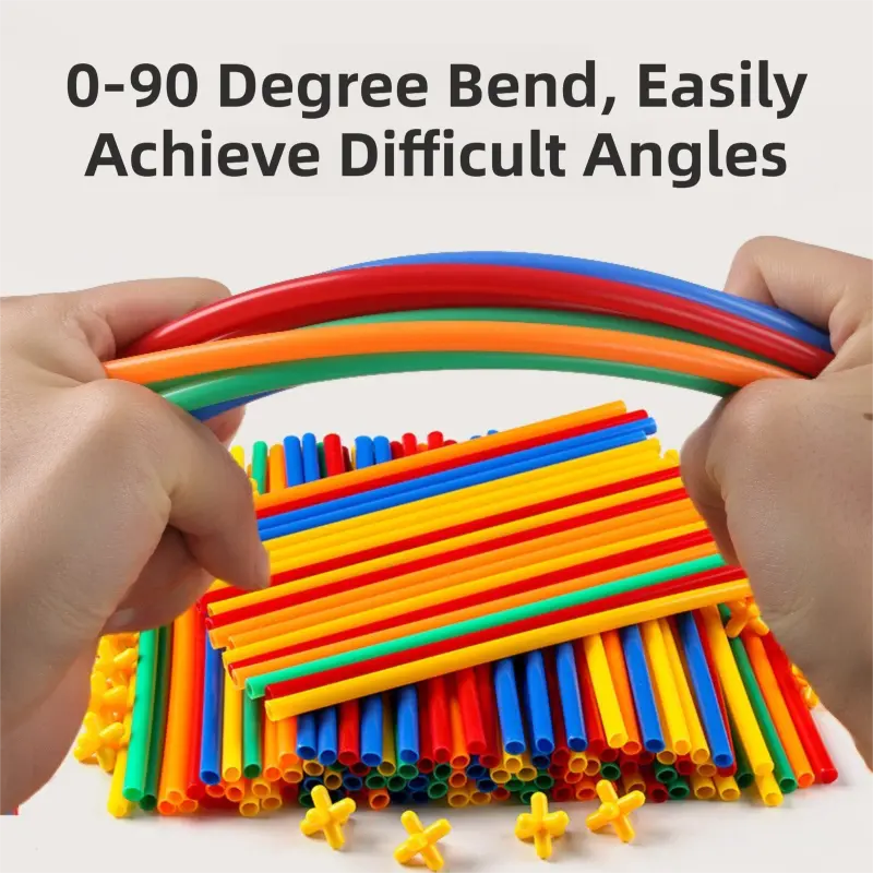 Soft Straw & Pipe Connector Building Blocks Toy - 200 Pcs Interlocking Construction Set, Educational Puzzle Toy for Kindergarten Wholesale Hub