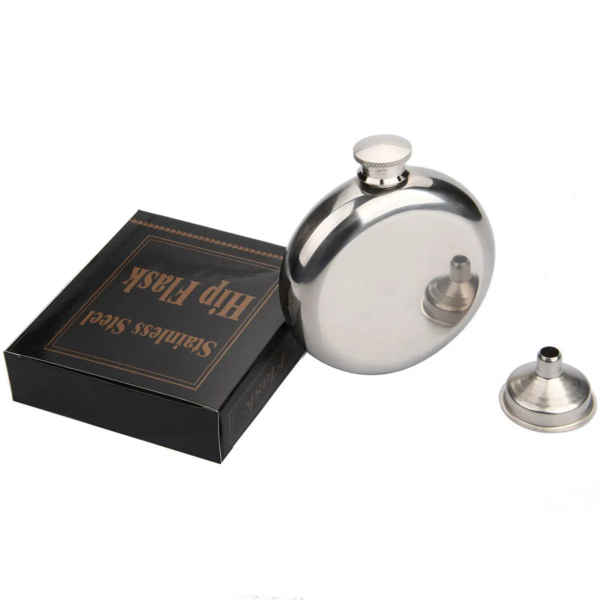 2-Pack Portable 5OZ Mirror Finish Round Hip Flask for Outdoor & Travel - Stainless Steel Pocket Liquor Bottle with Small Funnel Included Wholesale Hub