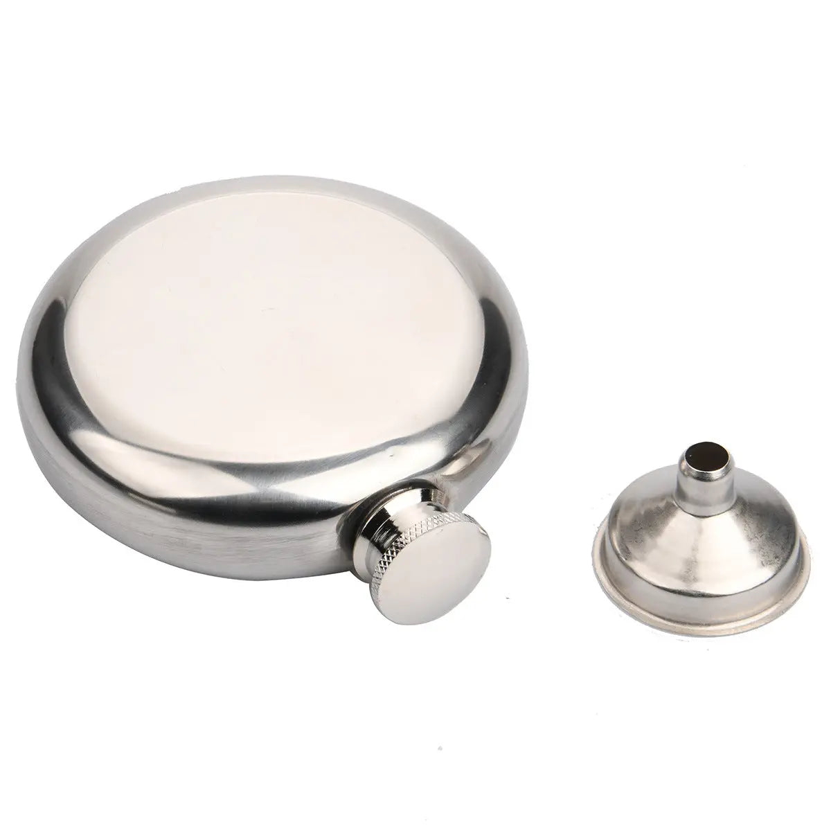 2-Pack Portable 5OZ Mirror Finish Round Hip Flask for Outdoor & Travel - Stainless Steel Pocket Liquor Bottle with Small Funnel Included Wholesale Hub