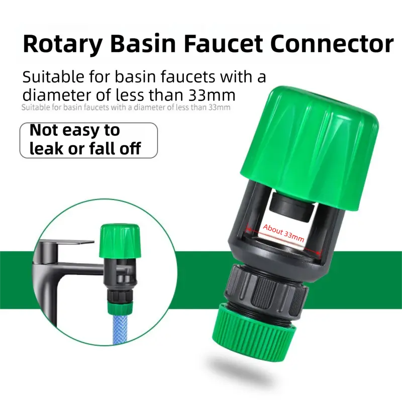2-Pack Green Universal Quick Connector for Taps Up To 3.3CM WIth Leak-Proof Design - Kitchen & Bathroom Mixer Tap to Garden Hose Adapter Wholesale Hub