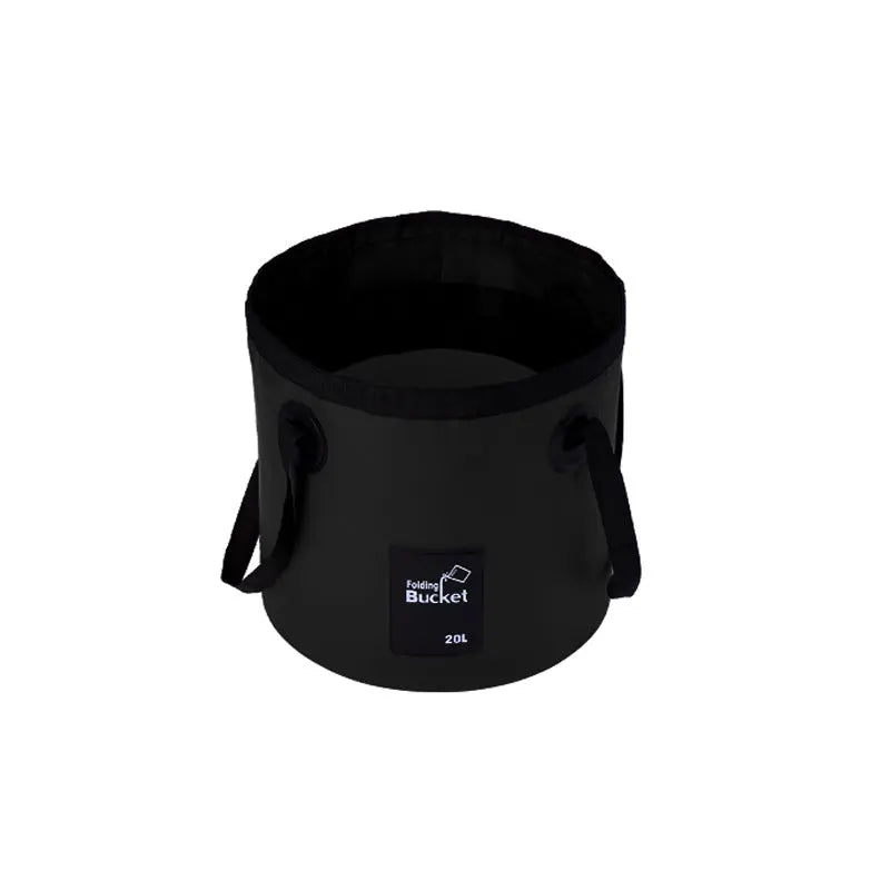 20L Black Outdoor PVC Folding Water Bucket - Portable Fishing Barrel, Camping Water Storage, Car Washing Bag Wholesale Hub