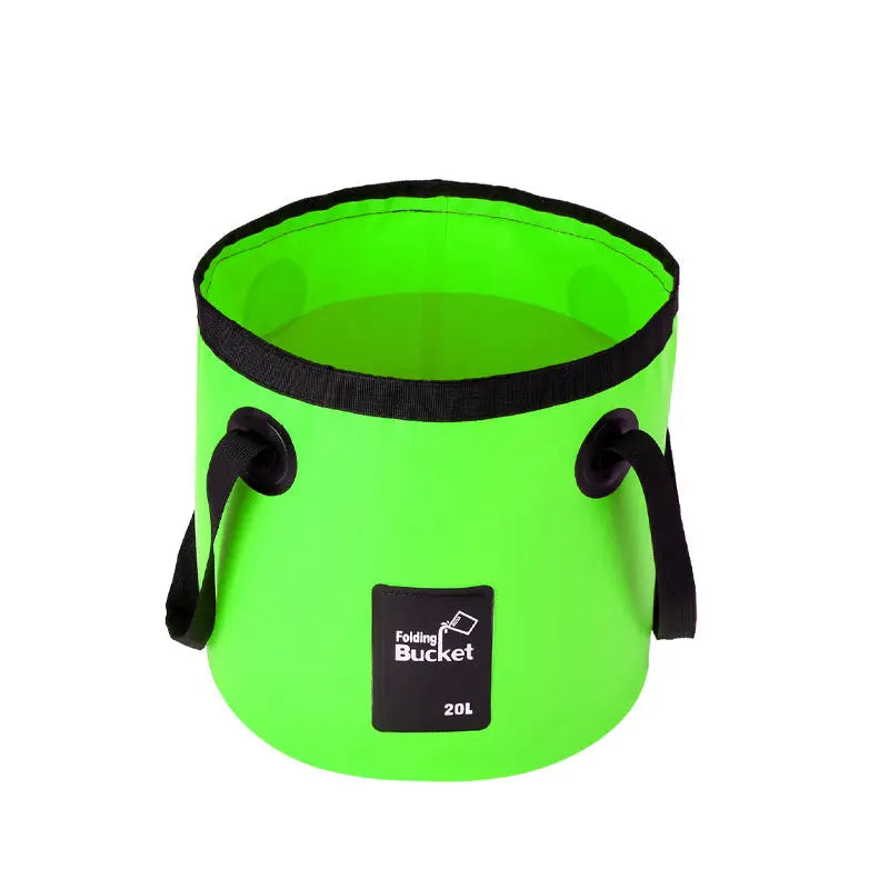 20L Green Outdoor PVC Folding Water Bucket - Portable Fishing Barrel, Camping Water Storage, Car Washing Bag Wholesale Hub