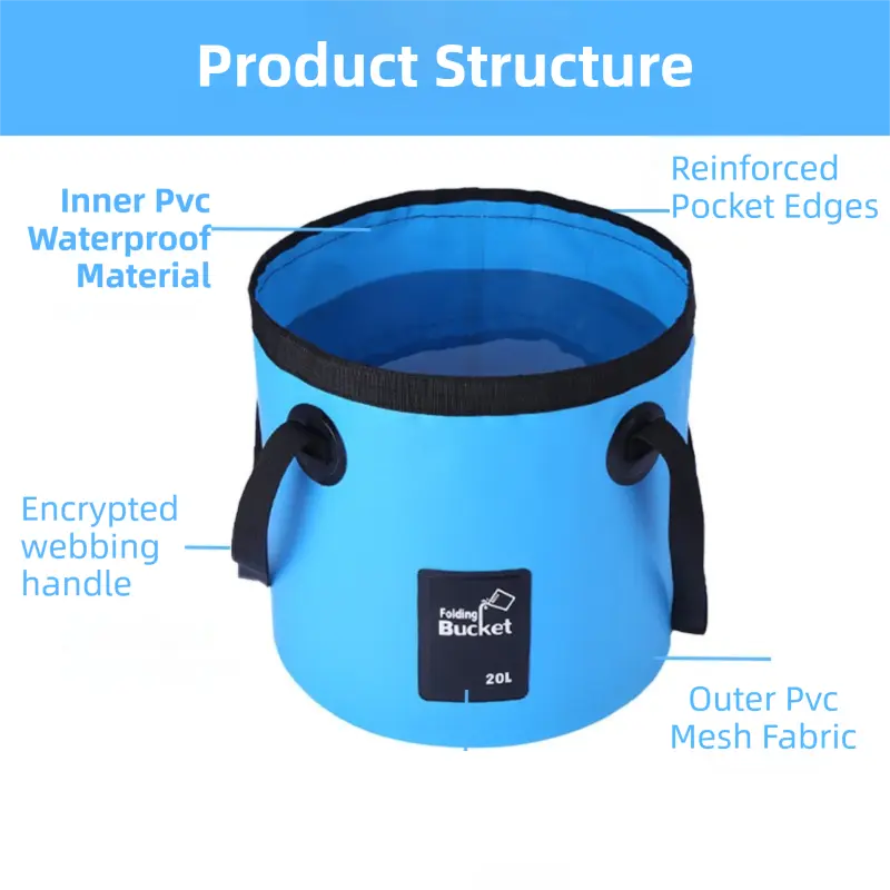 20L Green Outdoor PVC Folding Water Bucket - Portable Fishing Barrel, Camping Water Storage, Car Washing Bag Wholesale Hub