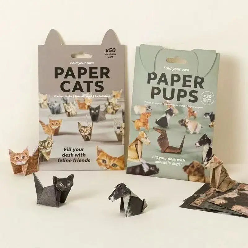 DIY Geometric Origami Kit for Kids Total 100 Sheets - Semi-Finished Cat and Dog Folding Craft Wholesale Hub